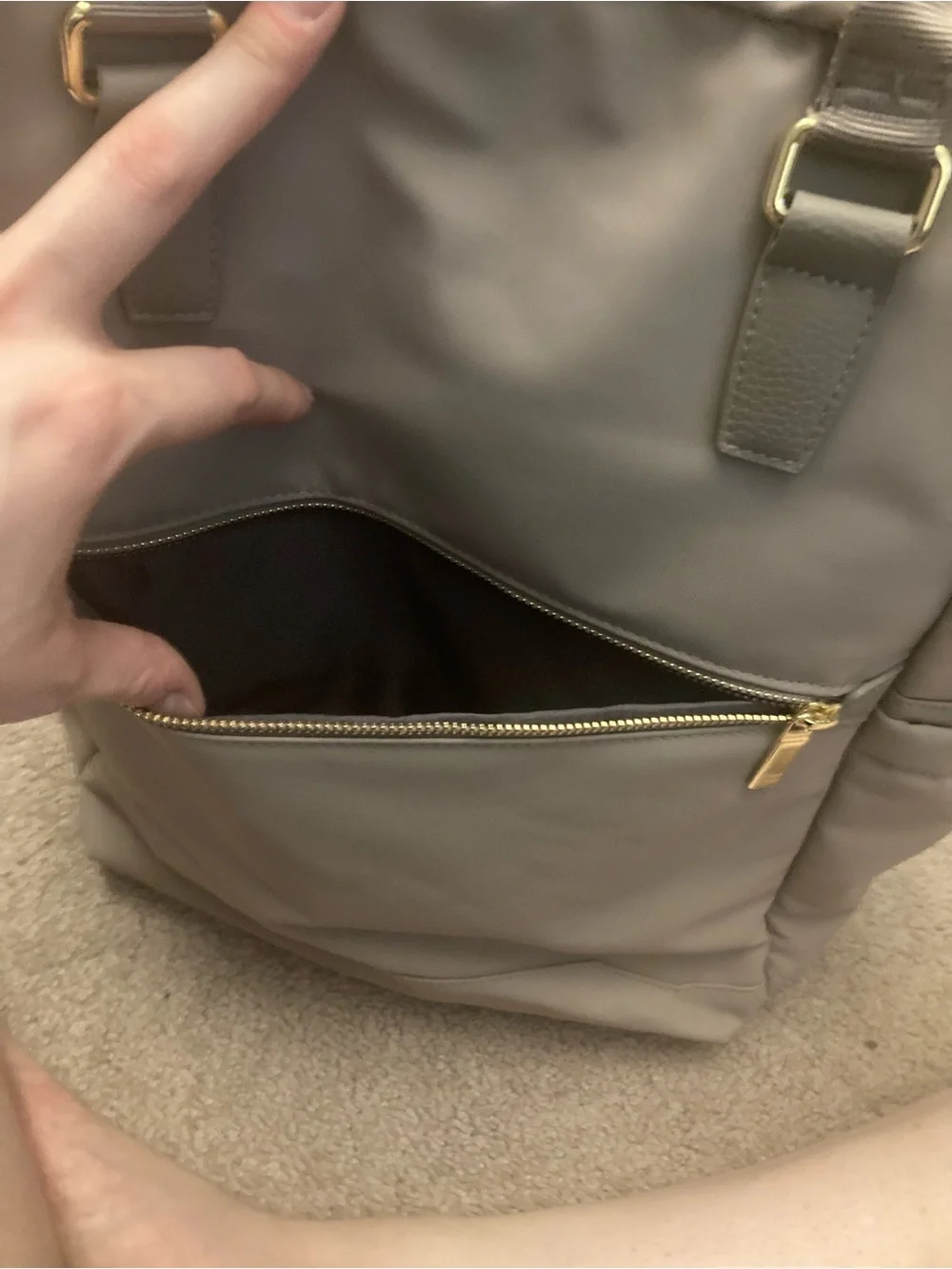 Target Soft Taupe Backpack with Gold Hardware